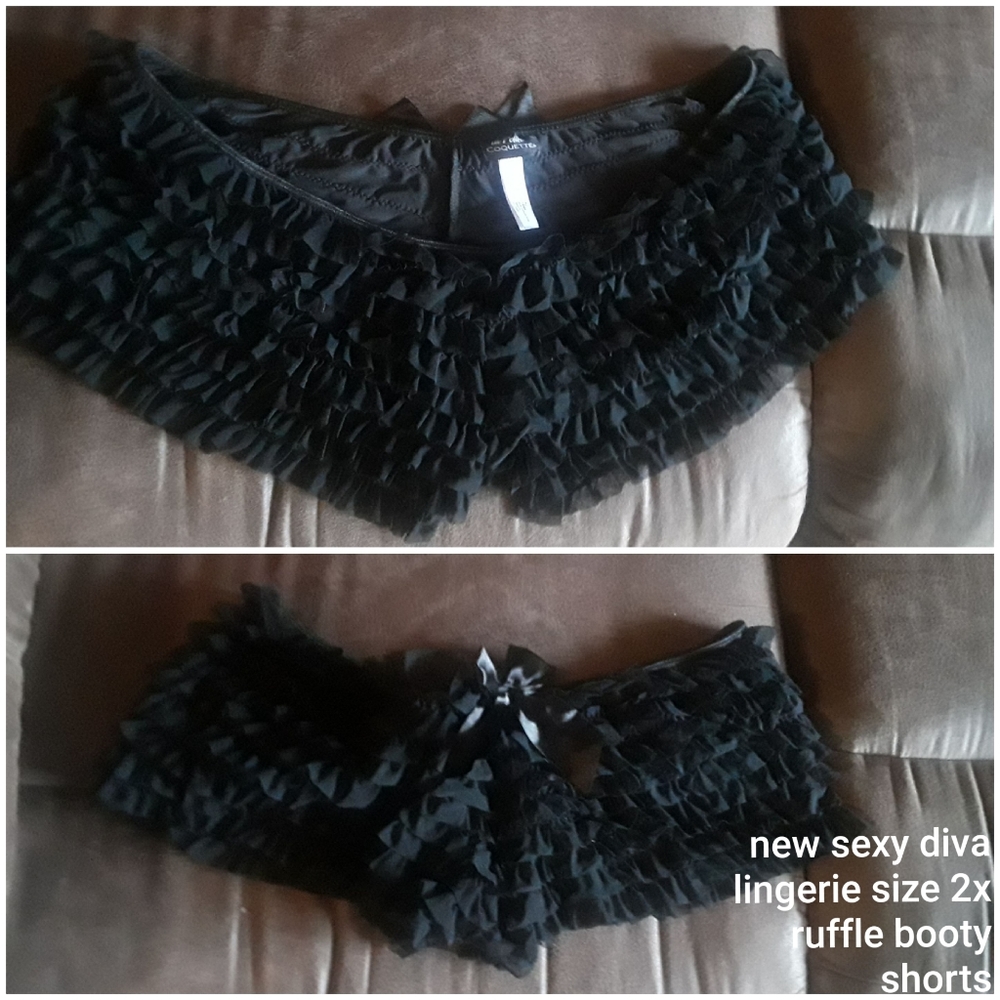 Brand new sexy diva lingerie black ruffle booty sh